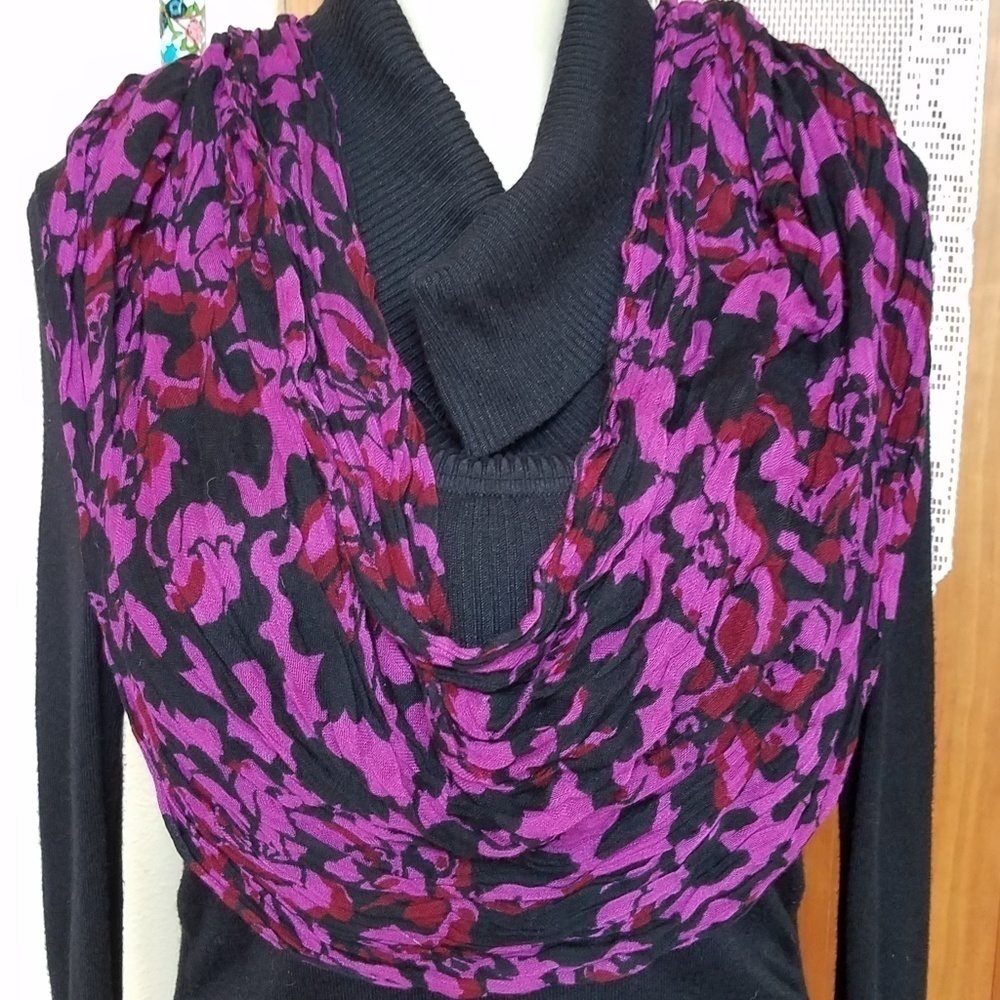 Purple, Black & Red Crinkle Sash/ Scarf